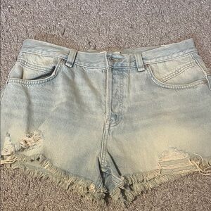 We The Free Light Blue Frayed Jean Shorts